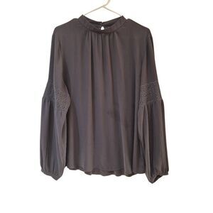 Loft Women's Gray Poly Long Sleeve Blouse